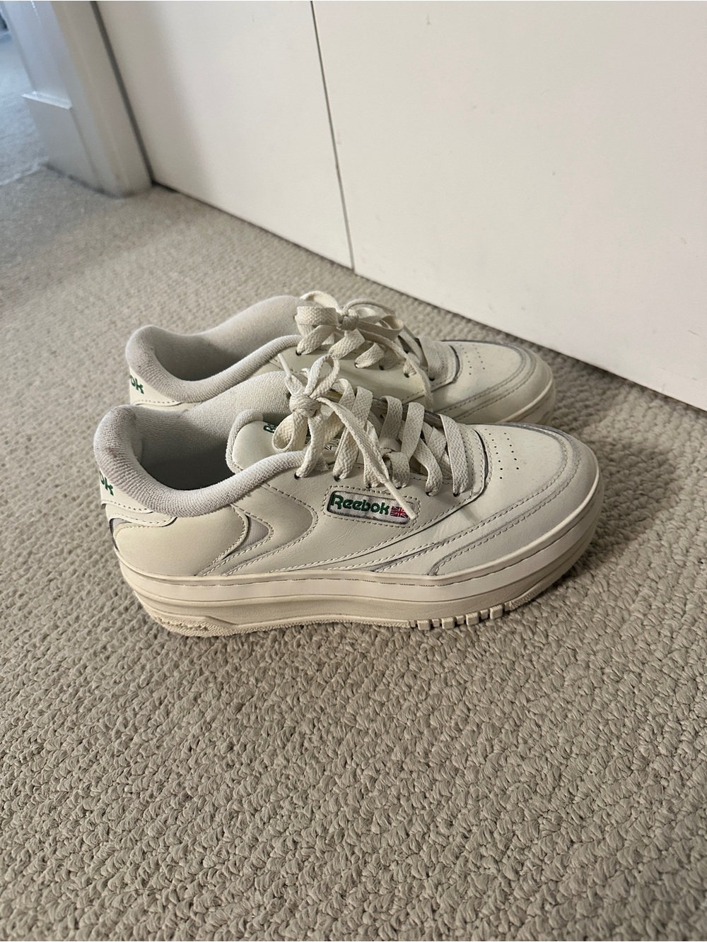 Reebok White Low-Top Sneakers with Green Logo